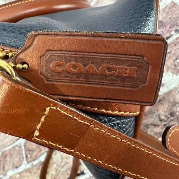 Coach Sheridan Mariel Navy Blue Pebbled Leather Dome Satchel Bag 4228 Vintage - Picture 12 of 16